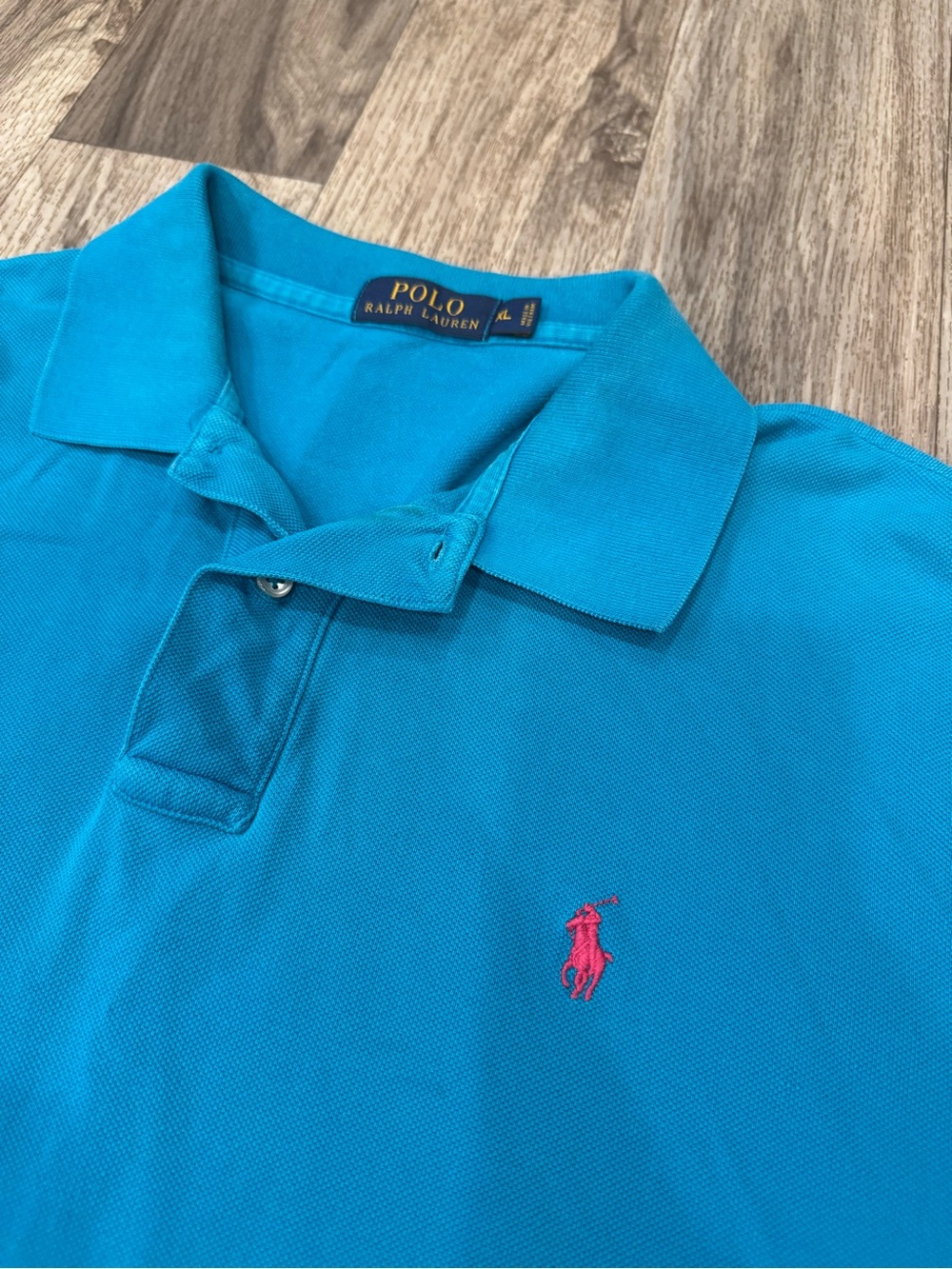 Polo Ralph Lauren Men’s XL Turquoise Blue Cotton Polo Shirt Pink Pony Logo